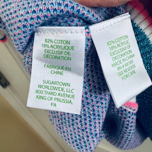 NWT Lilly Pulitzer Retro Graphic Knit Sweater Blue Perfect Match Tennis Sz S - Picture 8 of 9